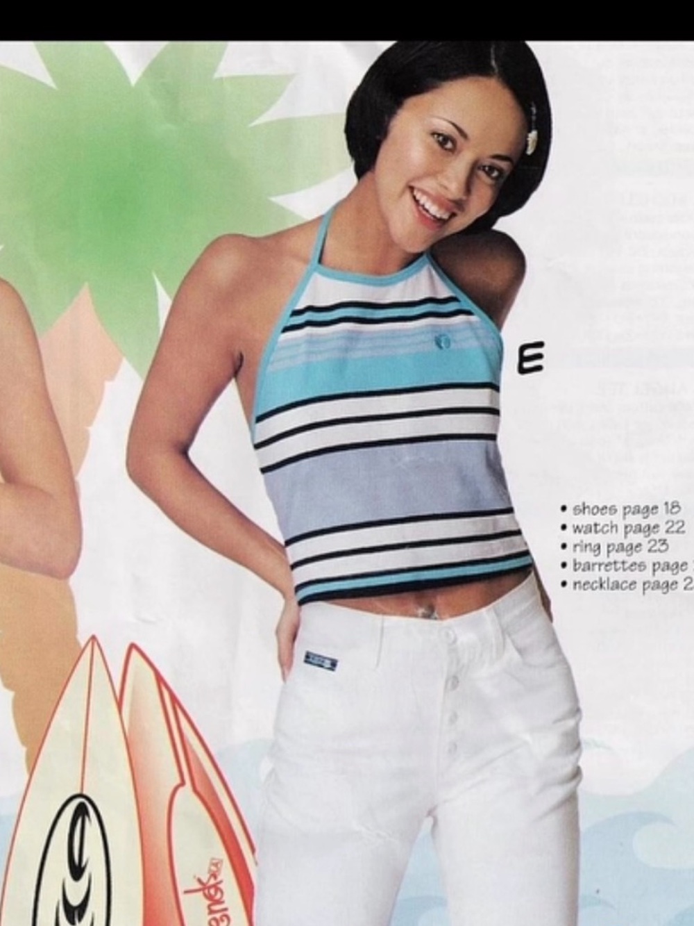 ‼️ISO‼️Hang Ten Striped Halter Camisole in Light Blue and Black